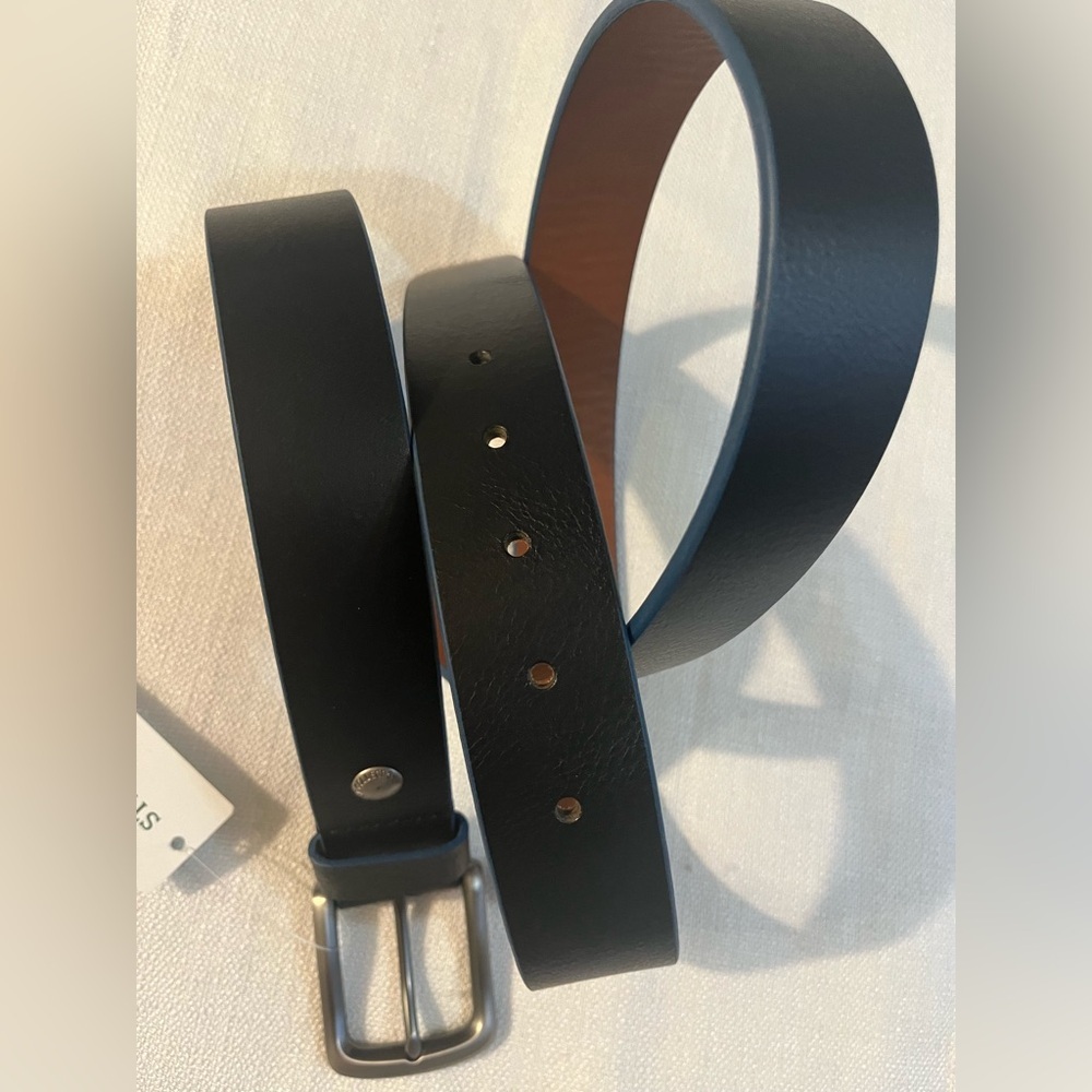 Hawker Rye Black Leather Fred Painted Edge Belt Men’s Size 42 NWT